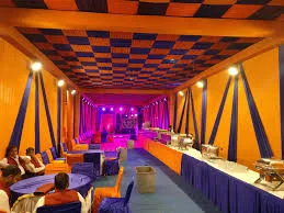 orange and blue pandal with led light theme 