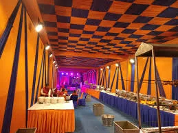 orange and blue pandal with led light theme 