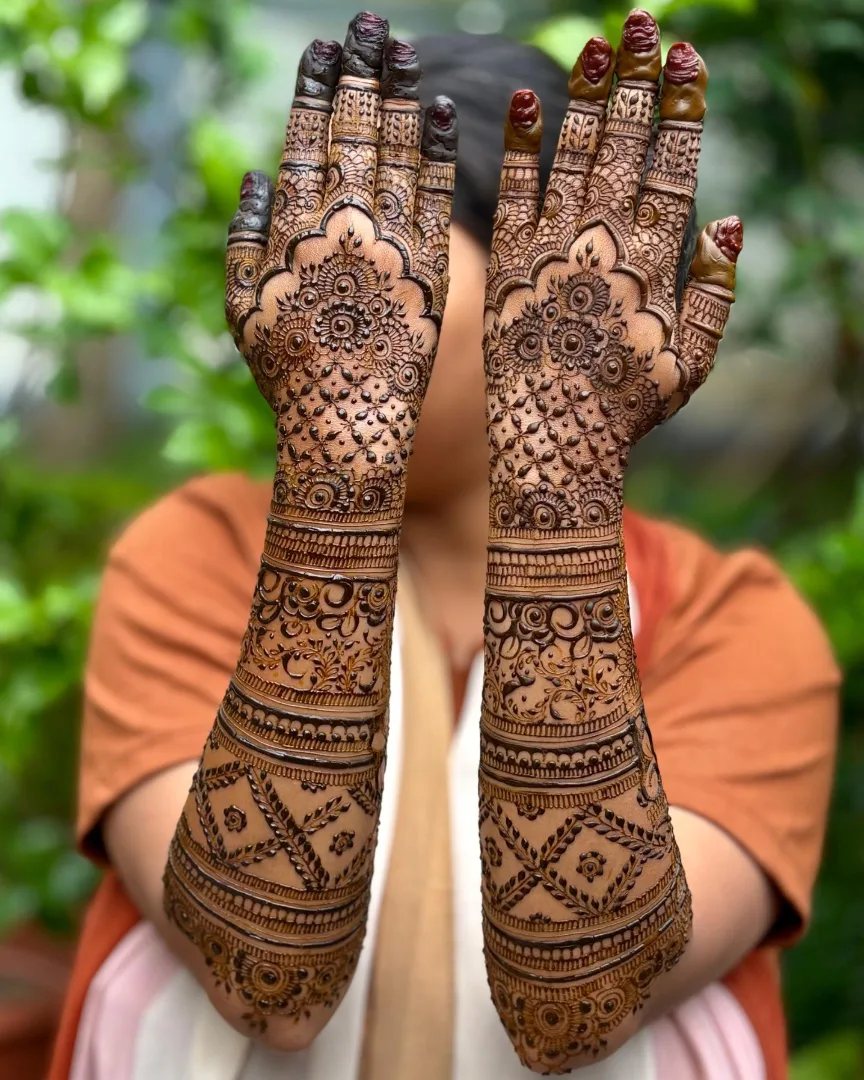 Full Arm Dense Bridal Mehendi Design
