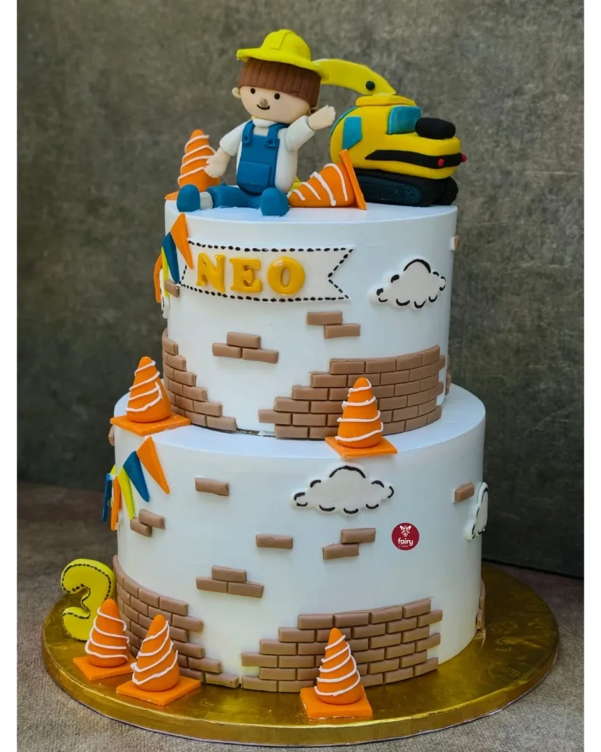 Construction theme cakes